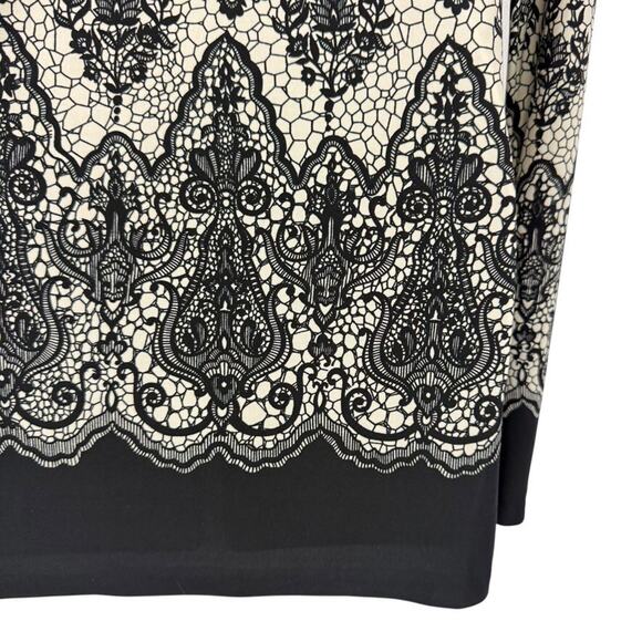 Norma Kamali Womens Lace Print Blouse Knit Stretch Slinky Long Sleeve Top sz M - Picture 11 of 16